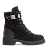 Black leather combat boots