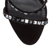 Harmony 120 black velvet and crystal sandals