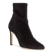 Celeste 90 black glitter velvet stretch booties