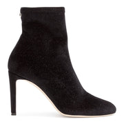 Celeste 90 black glitter velvet stretch booties