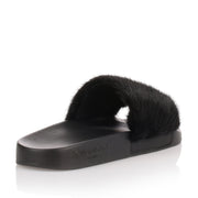 Black mink slide sandals
