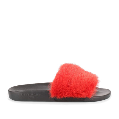 Red mink slide sandal