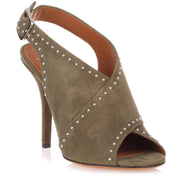 Khaki suede cross-over sandal