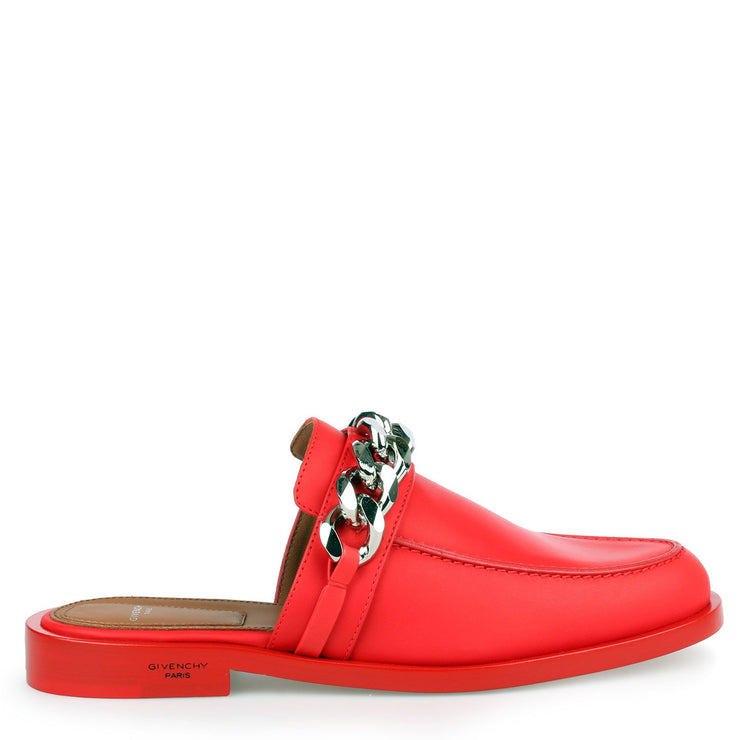 Red leather chain loafer