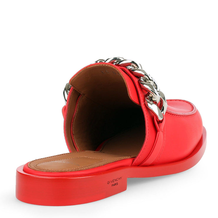 Red leather chain loafer