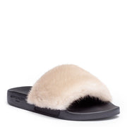 Light beige mink slide sandals