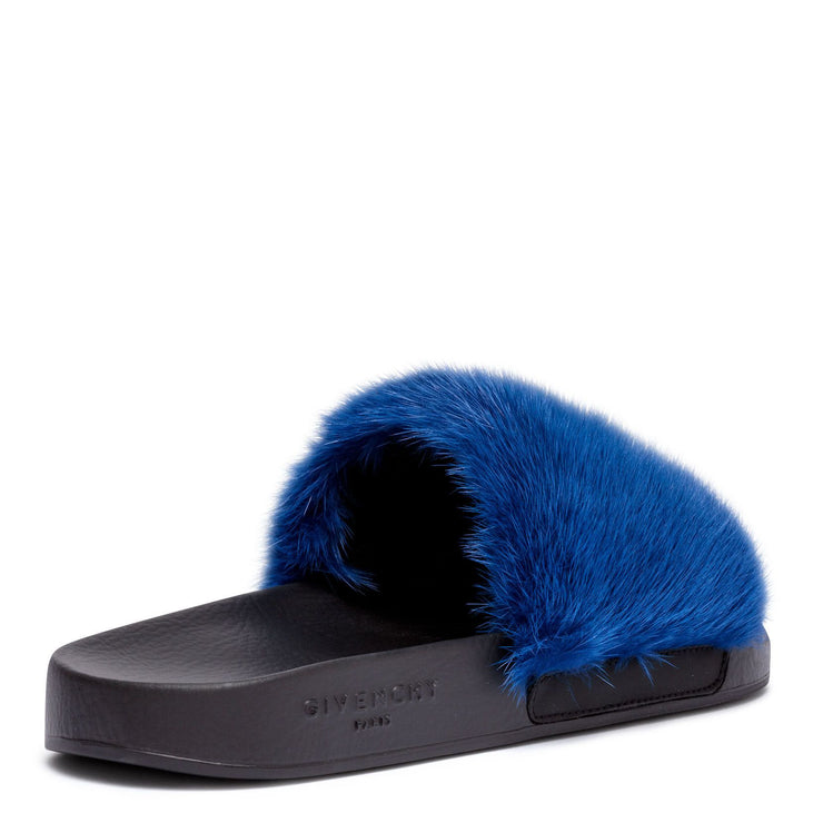 Electric Blue mink slide sandals