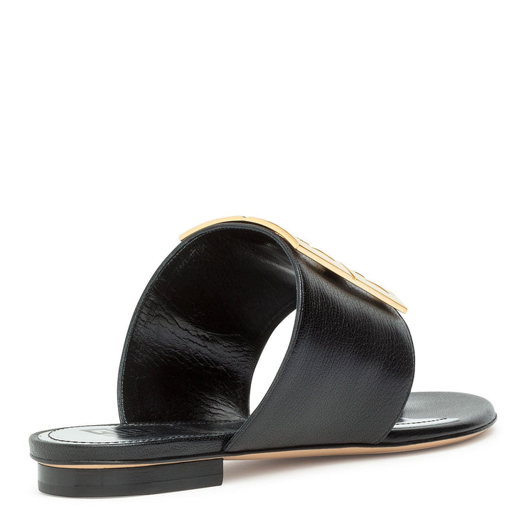 Black leather 4G Flat Sandals