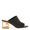 Black leather Triangle mules