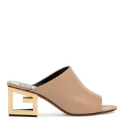Beige leather Triangle mules