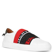 Webbing white and red sneakers