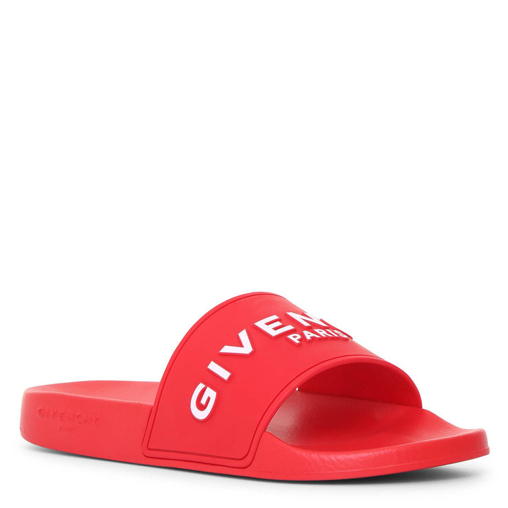 Red rubber slide sandals