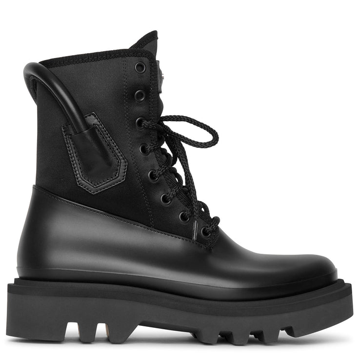 Combat rubber neoprene and satin boots