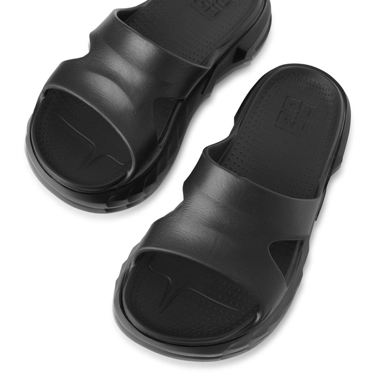 Marshmallow black slider sandals