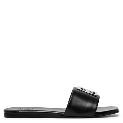 4G black and silver flat sandals