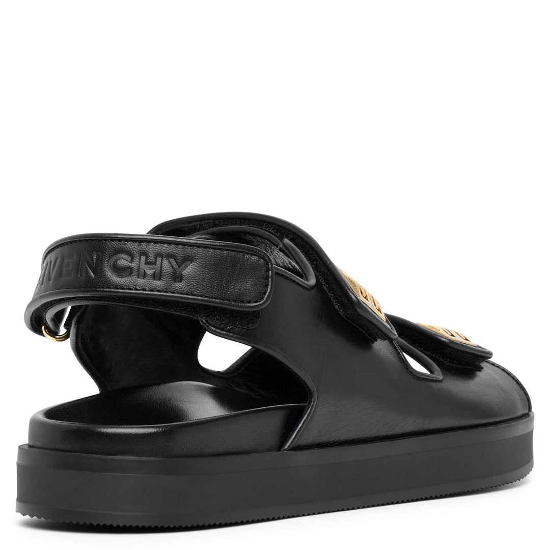 Givenchy 4G strap flat black leather sandals Savannahs