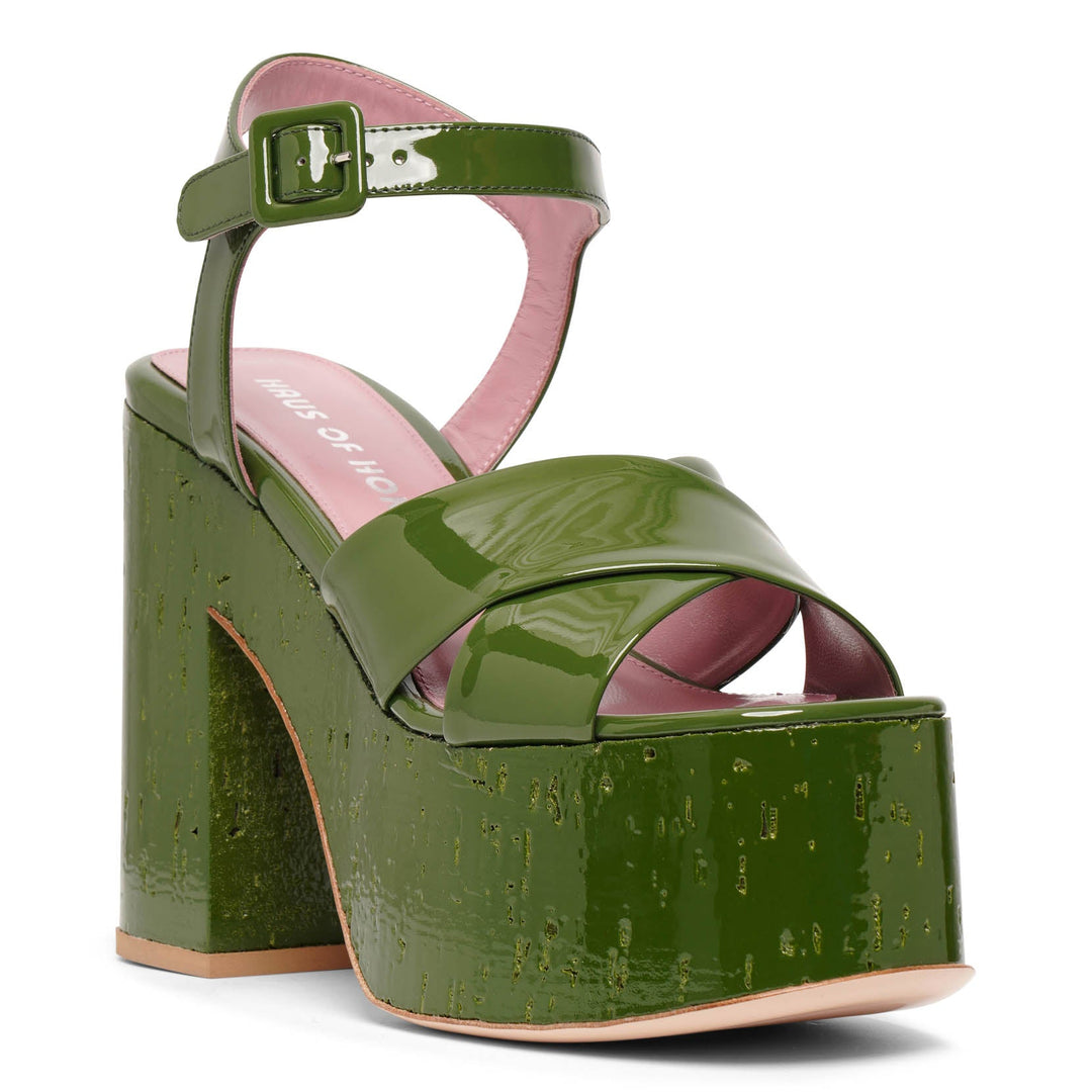 Haus of Honey | Lacquer Doll dark green patent platform