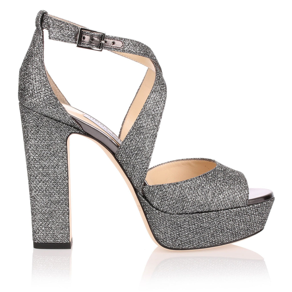 Jimmy Choo Azia 95 Platinum Ice Dusty Glitter Sandals EU 36.5 US 6.5 | eBay