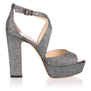 April grey glitter fabric sandal