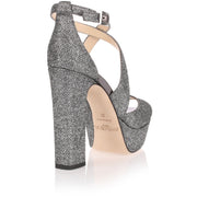 April grey glitter fabric sandal