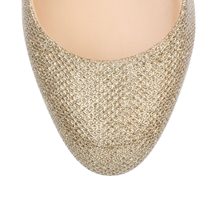 Billie 100 gold glitter fabric pump