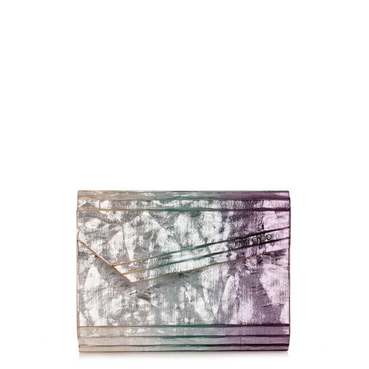 Candy crinkled velvet printed clutch