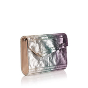 Candy crinkled velvet printed clutch