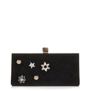 Celeste small black suede clutch