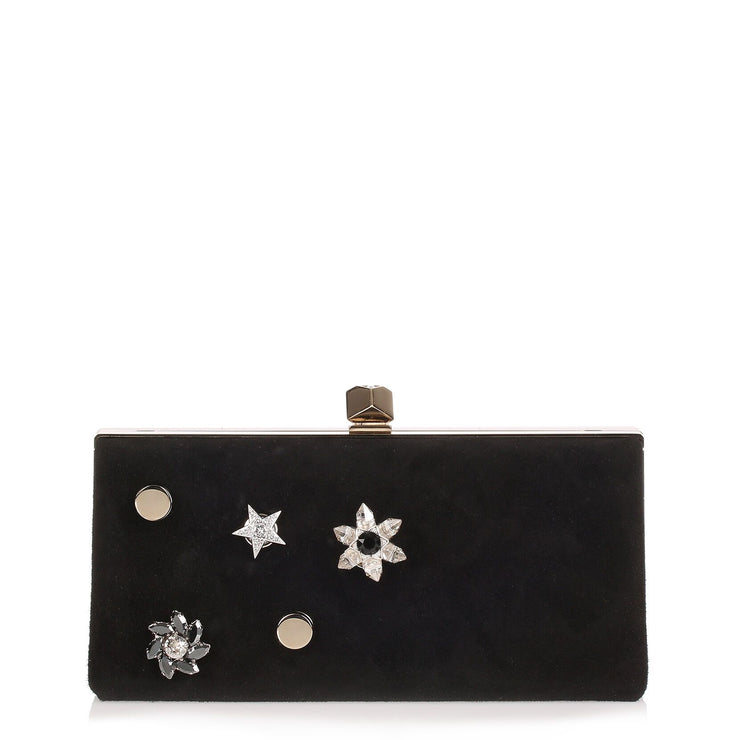 Celeste small black suede clutch