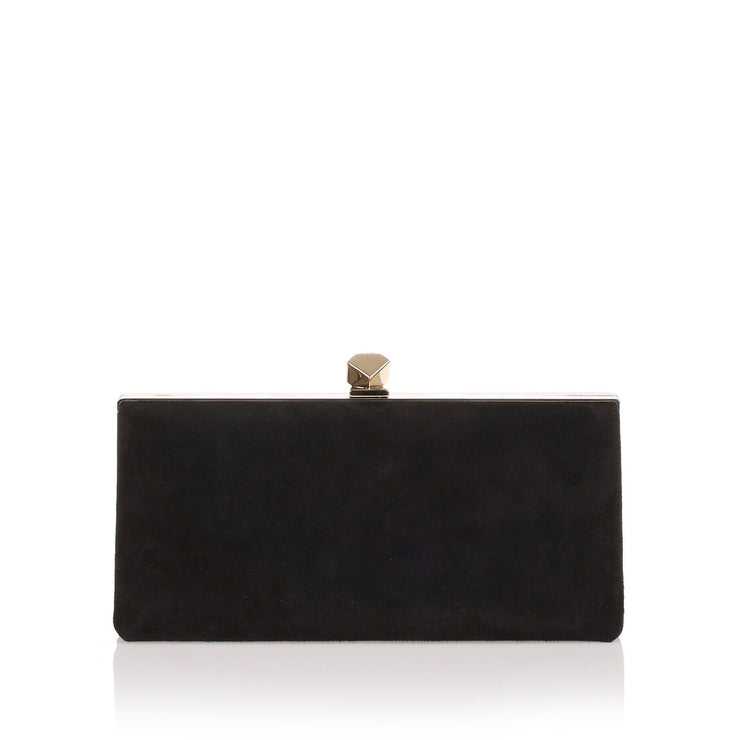 Small black suede store clutch bag