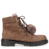 Elba Flat taup suede pom-pom boot