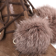 Elba Flat taup suede pom-pom boot