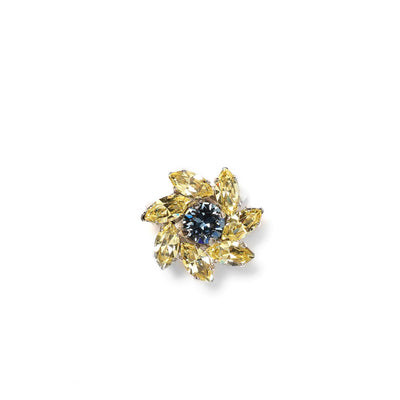Fleur yellow crystal jewelled button