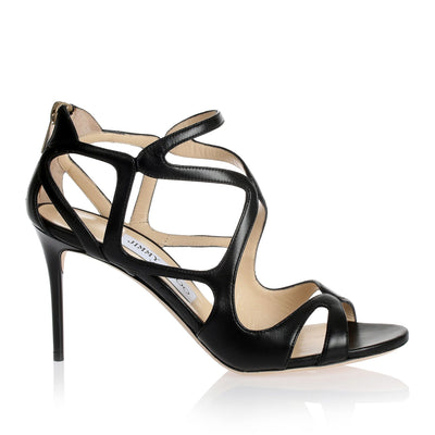 Leslie black leather sandal