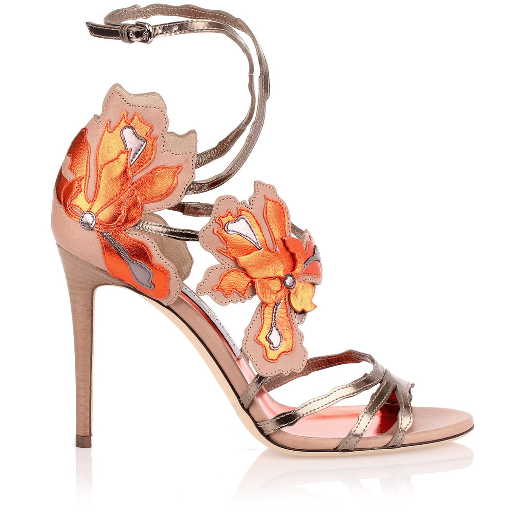 Jimmy Choo Lolita 100 orange metallic sandal Savannahs