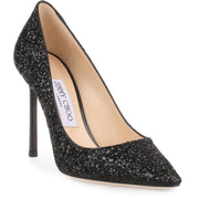 Romy 100 black coarse glitter pump