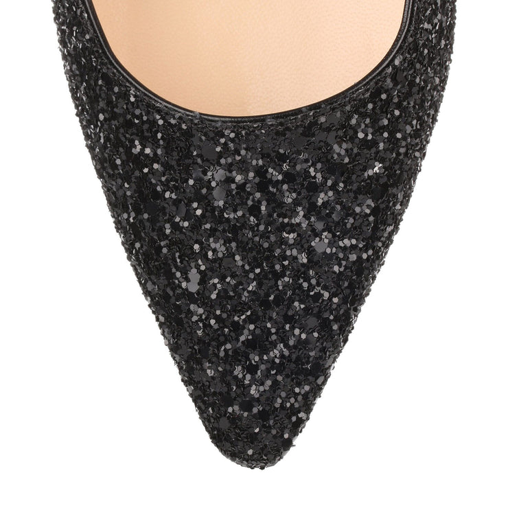 Romy 100 black coarse glitter pump