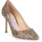 Romy 85 antique gold coarse glitter pump