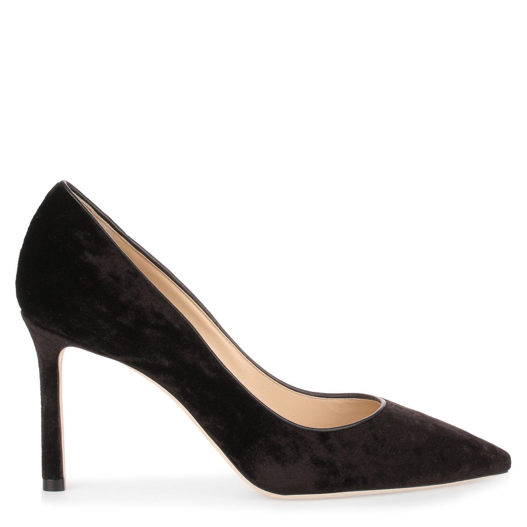 Jimmy Choo | Romy 85 black crushed velvet pump | Savannahs Jimmy Choo | Romy 85 black crushed velvet pump | Savannahs