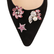 Spring pink crystal jewelled button