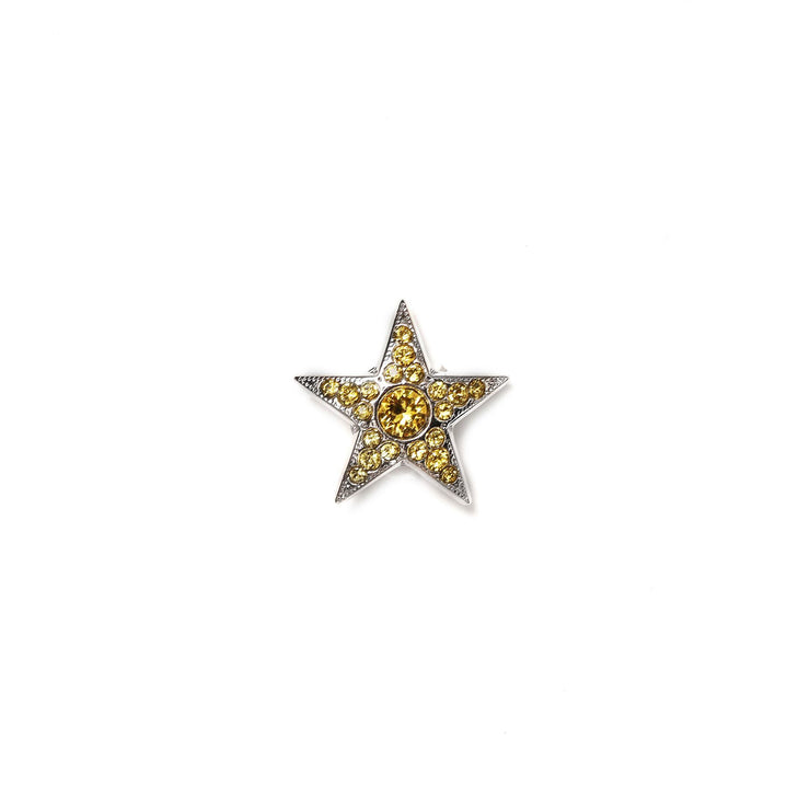 Starry L yellow crystal jewelled button
