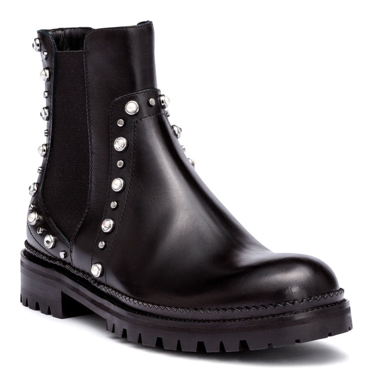 Burrow black leather beaded boots