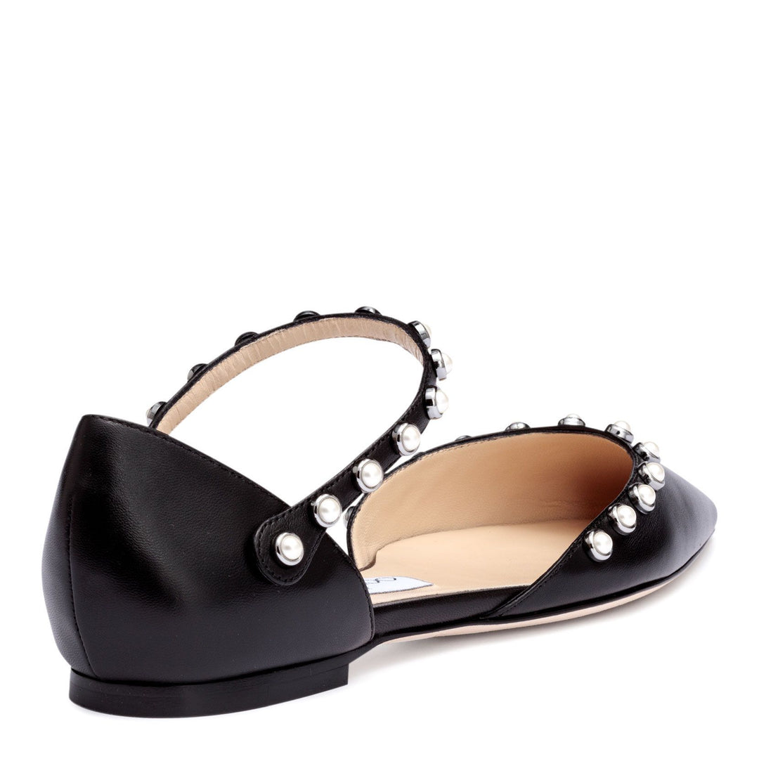安いそれに目立つ Leema | Choo Jimmy black Savannahs | flats beaded leather 靴