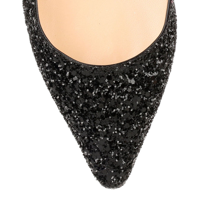 Romy 60 black coarse glitter pump