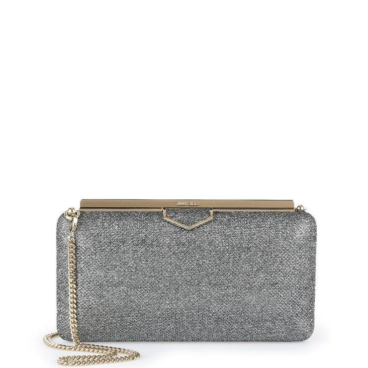 Jimmy Choo, Ellipse grey glitter fabric clutch