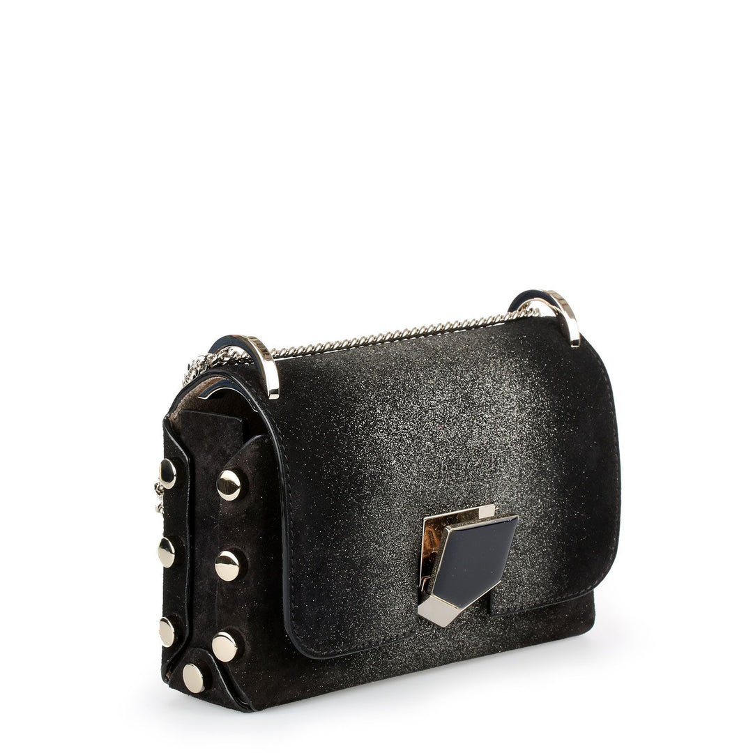 Jimmy Choo | Lockett mini black glitter suede bag | Savannahs