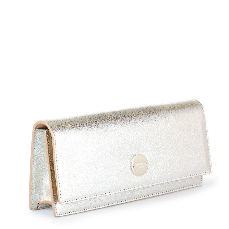 Fie champagne leather clutch