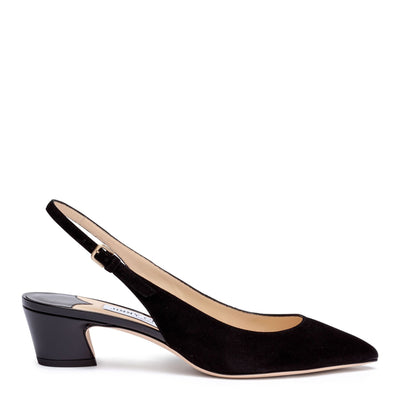 Gemma 40 black suede sling-back pumps