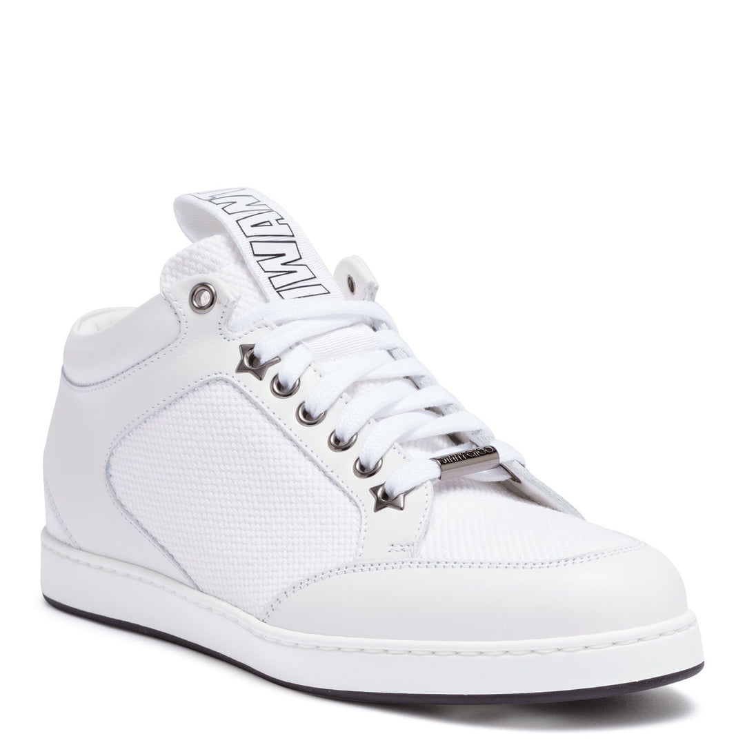 Miami white leather logo tag sneakers