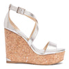 Portia 120 metallic silver leather wedges